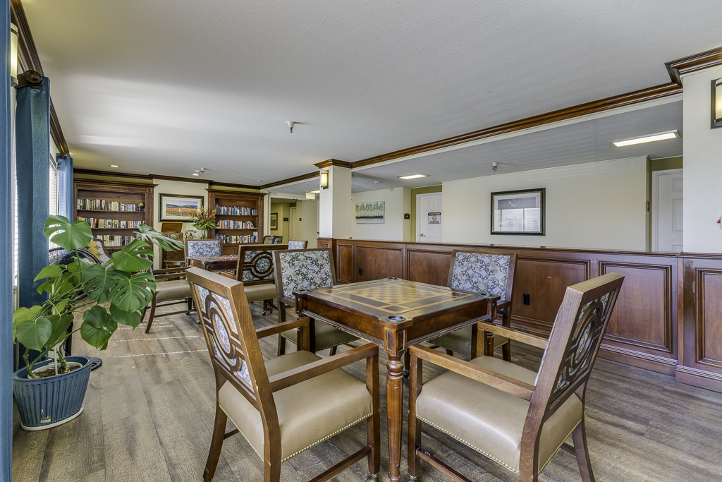 San Leandro Senior Living game room with billiards